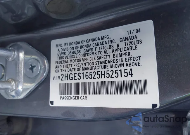 2HGES16525H525154: 43355487