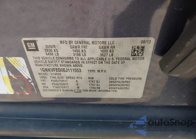 1GNKVFED0EJ111553: 43355555