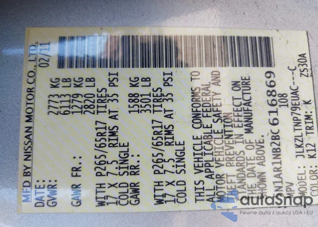 5N1AR1NB2BC616869: 43356696