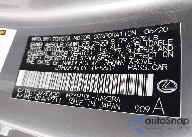 JTHX6JBH2L2065607: 43356743