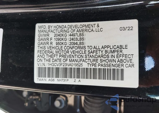 1HGCV3F23NA019525: 43356870