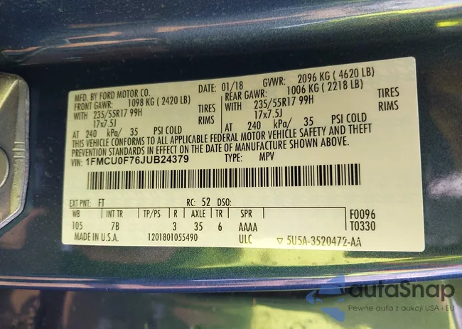 1FMCU0F76JUB24379: 43356877