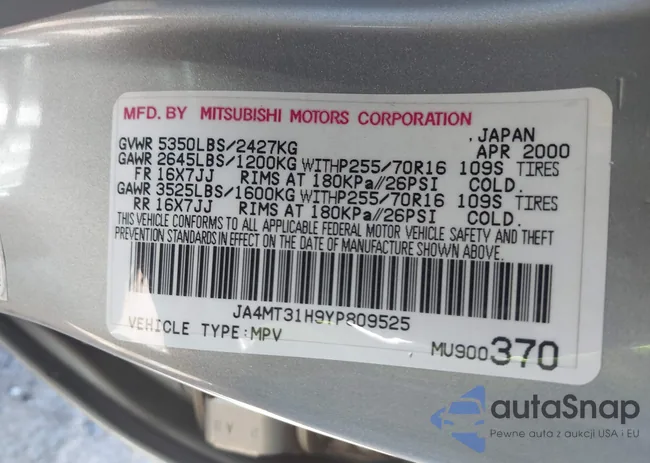 JA4MT31H9YP809525: 43357004