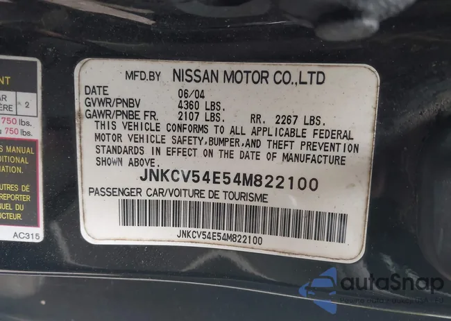 JNKCV54E54M822100: 43357021