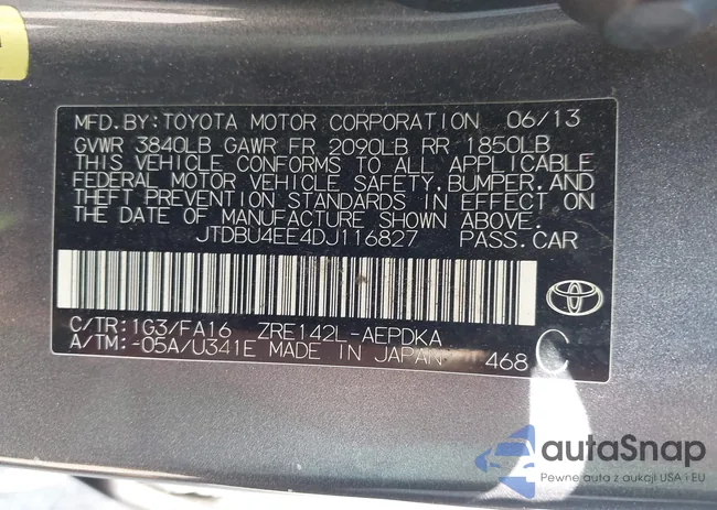 JTDBU4EE4DJ116827: 43357160