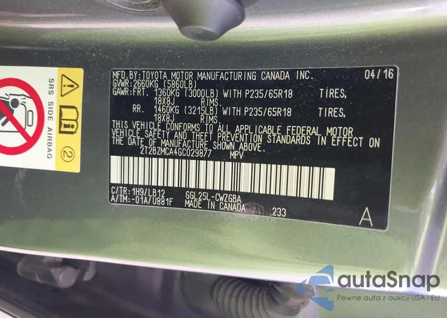 2T2BZMCA4GC029877: 43356339