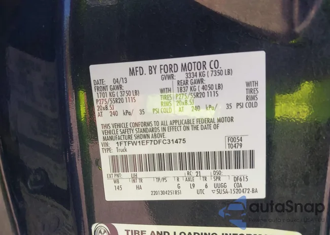 1FTFW1EF7DFC31475: 43356443