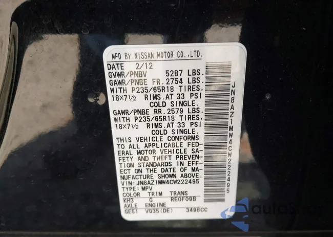 JN8AZ1MW4CW222495: 43356465