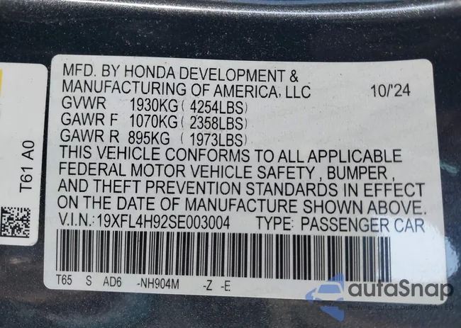 19XFL4H92SE003004: 43356523