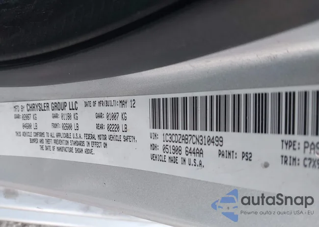 1C3CDZAB7CN310499: 43357704