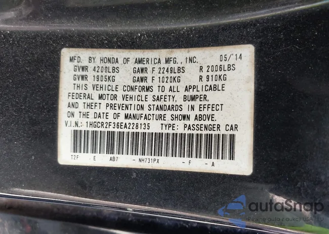 1HGCR2F36EA228135: 43357705