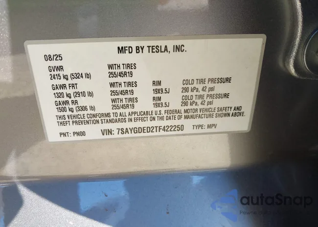 7SAYGDED2TF422250: 43357737