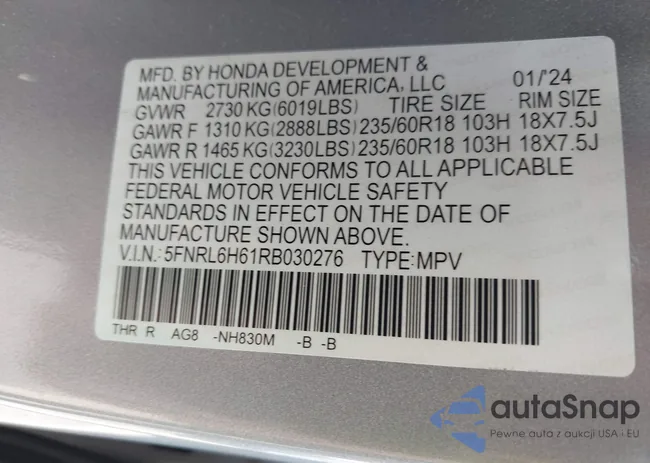 5FNRL6H61RB030276: 43357990