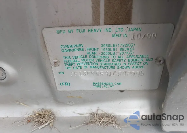 JF1GF48591G802596: 43358031