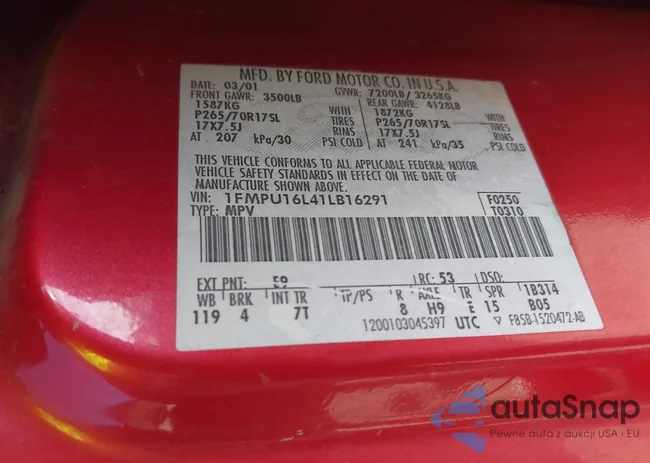 1FMPU16L41LB16291: 43358072