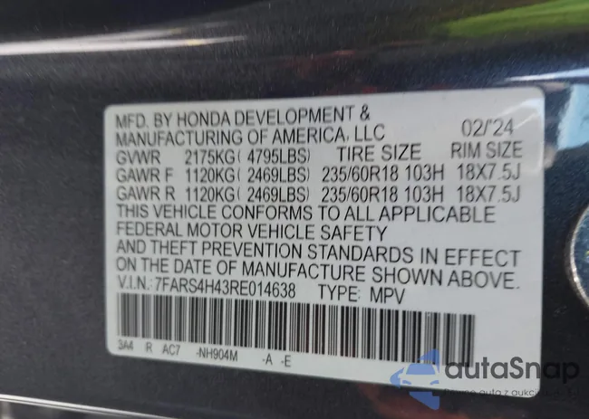 7FARS4H43RE014638: 43357292