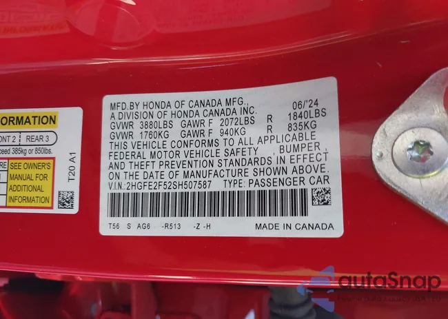 2HGFE2F52SH507587: 43357425