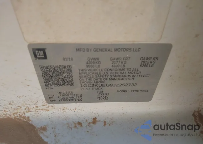 1GC2KUEG9JZ252732: 43357498