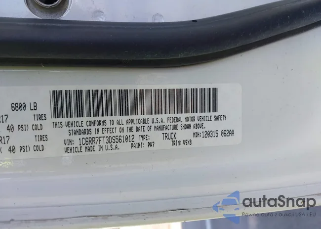 1C6RR7FT3DS561012: 43357500