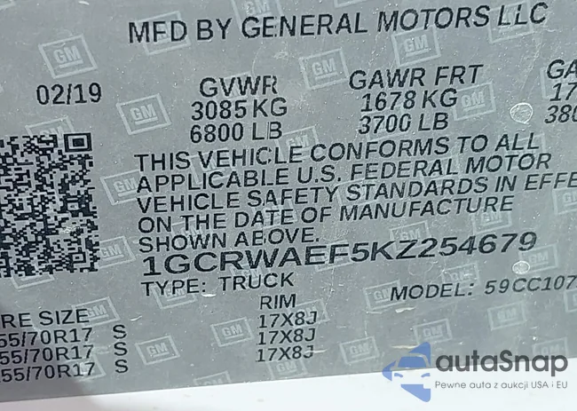 1GCRWAEF5KZ254679: 43357567