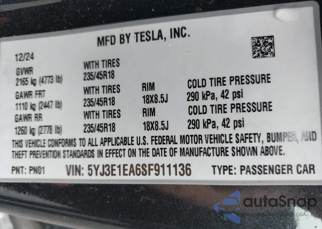 5YJ3E1EA6SF911136: 43357628