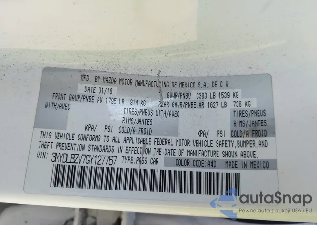 3MYDLBZV7GY127767: 43357664