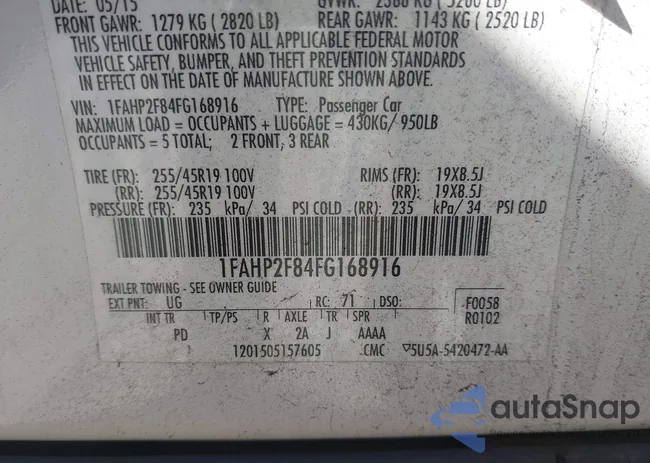 1FAHP2F84FG168916: 43358711