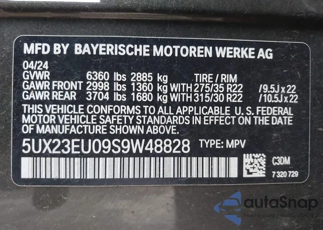 5UX23EU09S9W48828: 43358727