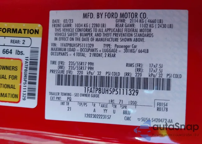 1FATP8UH5P5111329: 43358782