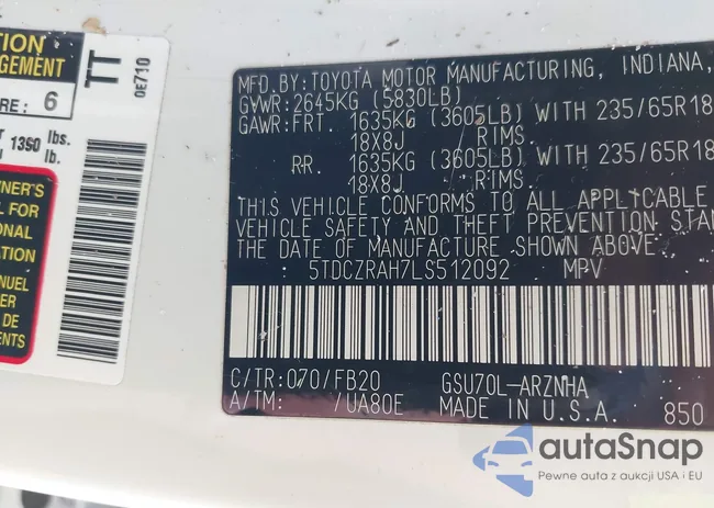 5TDCZRAH7LS512092: 43358916