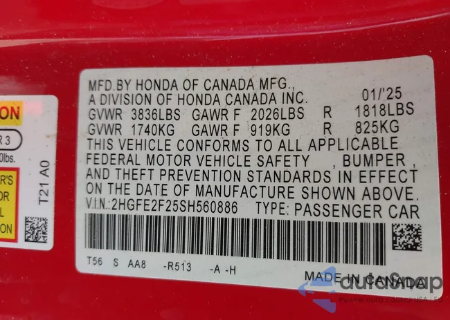 2HGFE2F25SH560886: 43358939