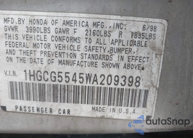1HGCG5545WA209398: 43359263