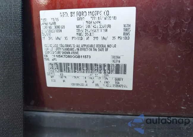 1FM5K7D80GGB11573: 43358364