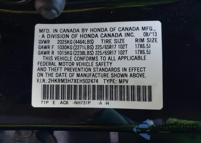 2HKRM3H7XEH502474: 43358390