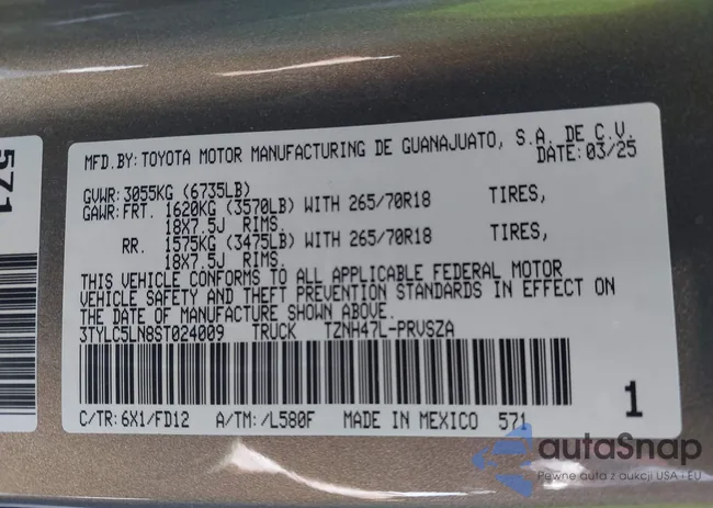 3TYLC5LN8ST024009: 43358404