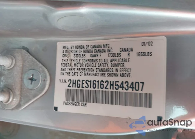 2HGES16162H543407: 43358463