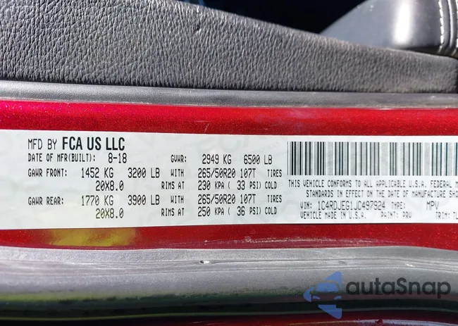 1C4RDJEG1JC497924: 43358485