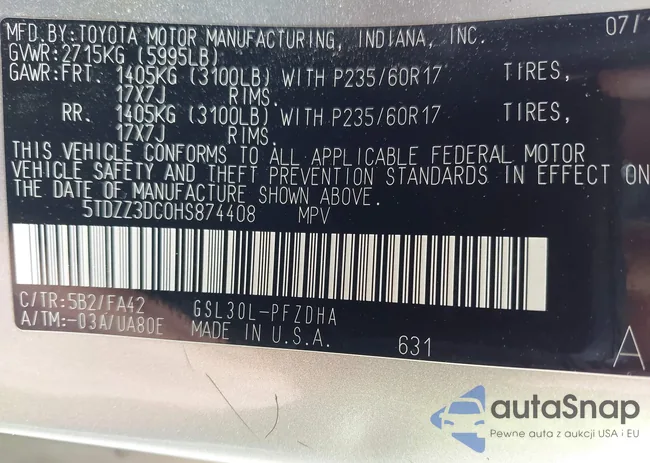 5TDZZ3DC0HS874408: 43358567