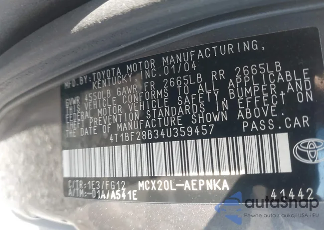 4T1BF28B34U359457: 43359836