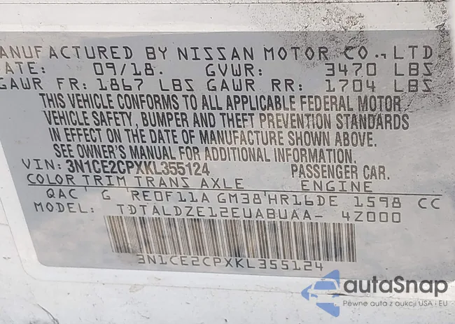 3N1CE2CPXKL355124: 43359884