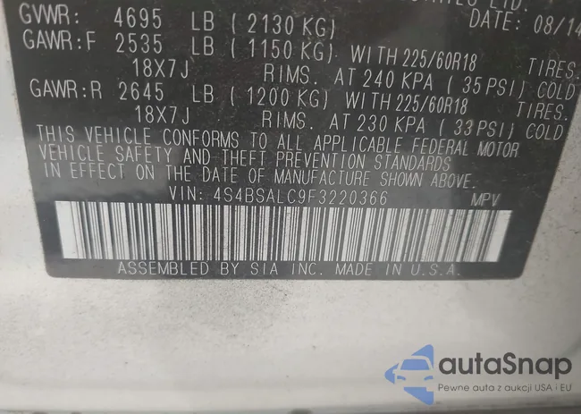 4S4BSALC9F3220366: 43359939