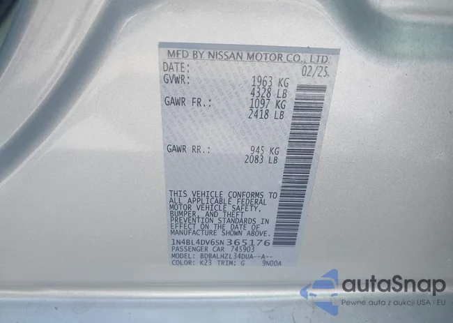 1N4BL4DV6SN365176: 43359996