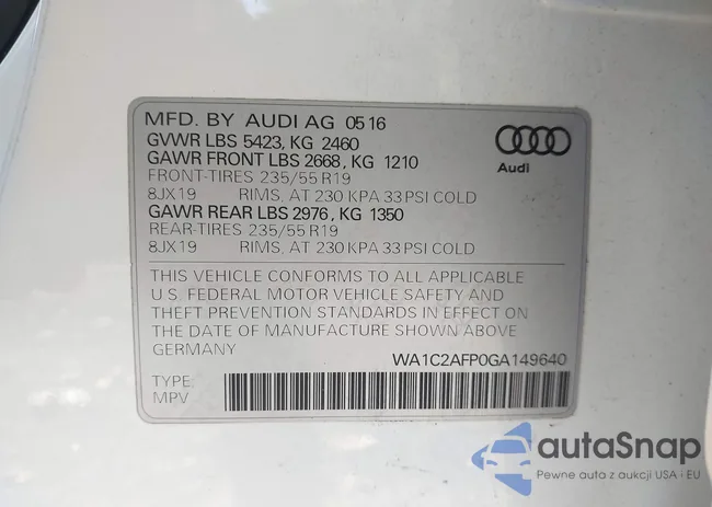 WA1C2AFP0GA149640: 43360021