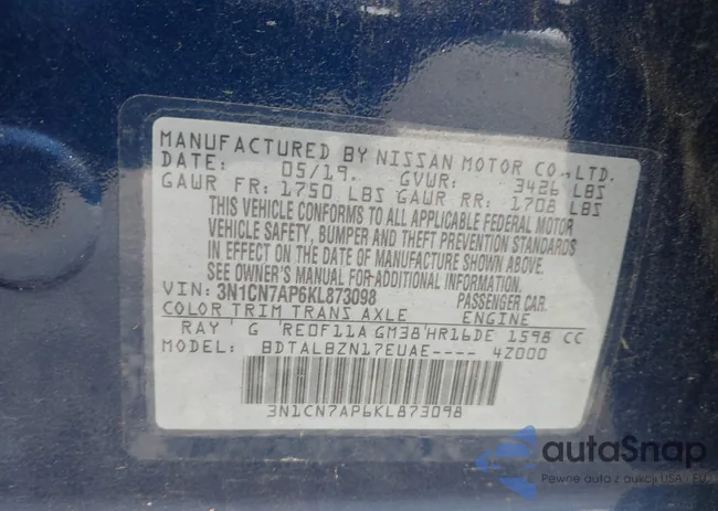 3N1CN7AP6KL873098: 43360113