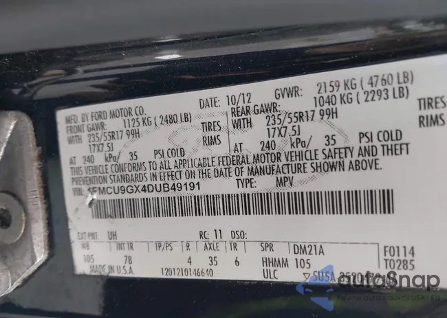 1FMCU9GX4DUB49191: 43359498