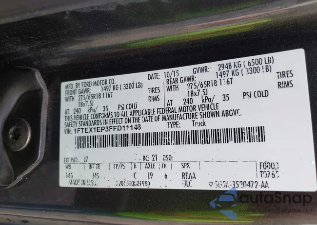 1FTEX1EP3FFD11148: 43359671