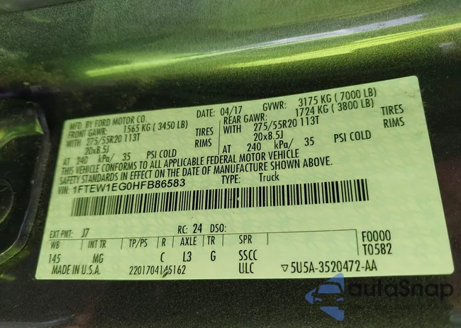 1FTEW1EG0HFB86583: 43360846