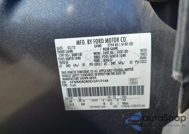 1FM5K8D80DGA13144: 43360885