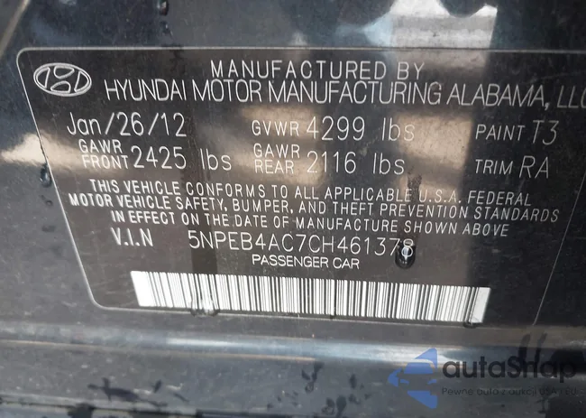 5NPEB4AC7CH461378: 43360901