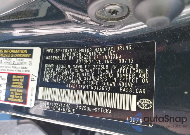 4T4BF1FK1ER342659: 43360907